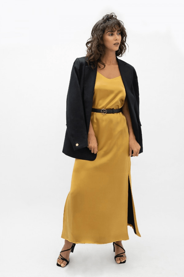 Calabar CBQ Slip Dress in Mimosa - Veneka-Sustainable-Ethical-Dresses-1 People Drop Ship