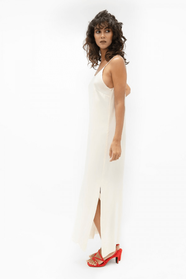 Calabar CBQ Slip Dress in Pearl - Veneka-Sustainable-Ethical-Dresses-1 People Drop Ship
