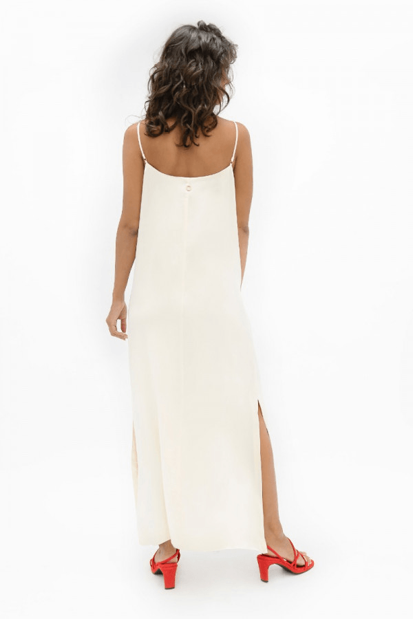 Calabar CBQ Slip Dress in Pearl - Veneka-Sustainable-Ethical-Dresses-1 People Drop Ship