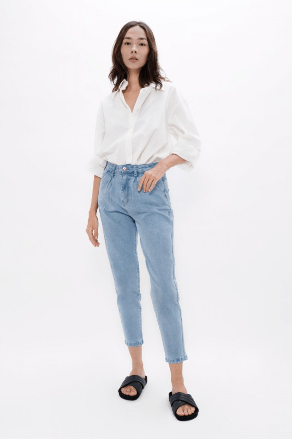 California LAX Barrel Jeans in Sky - Veneka-Sustainable-Ethical-Bottoms-1 People Drop Ship