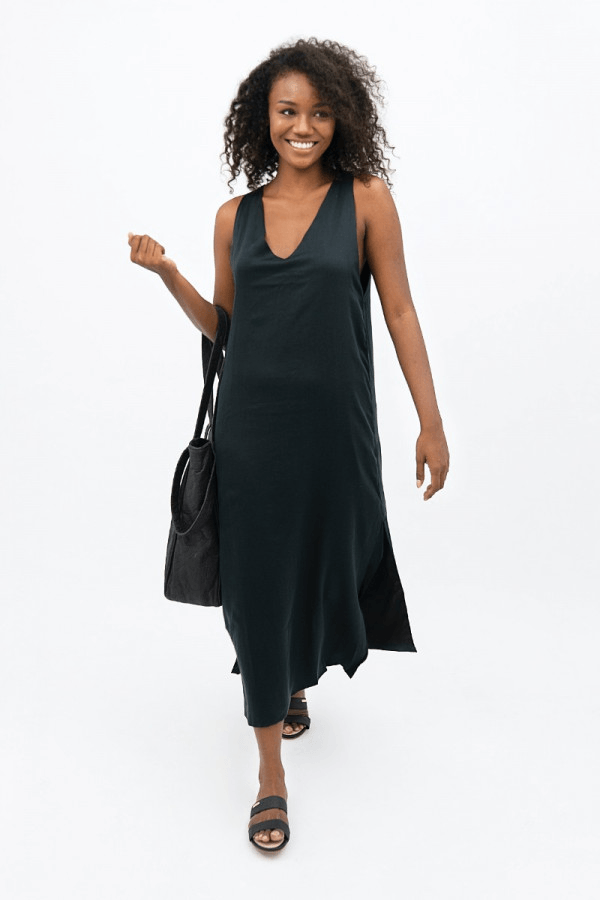 Capri PRJ Maxi Dress in Licorice - Veneka-Sustainable-Ethical-Dresses-1 People Drop Ship