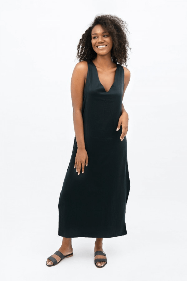 Capri PRJ Maxi Dress in Licorice - Veneka-Sustainable-Ethical-Dresses-1 People Drop Ship