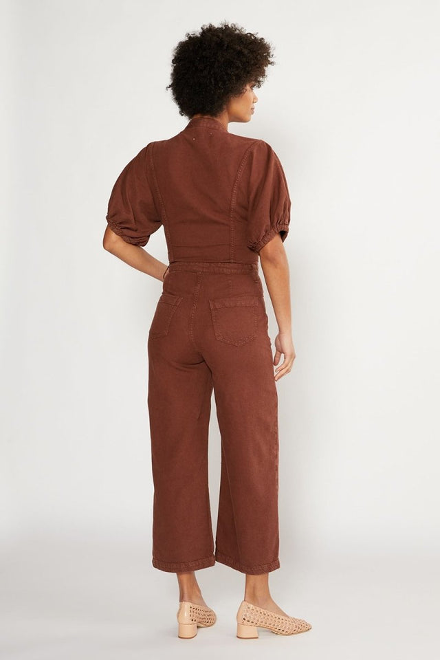 Celeste Wide Leg Jumpsuit in Dark Russet - Veneka-Sustainable-Ethical-Dresses-Etica Denim Drop Ship