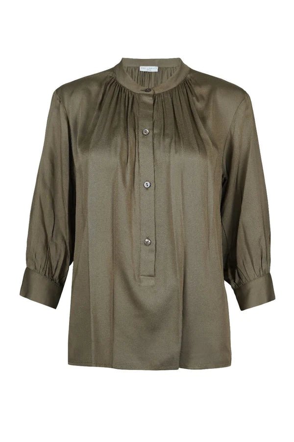 Celia Blouse in Khaki - Veneka-Sustainable-Ethical-Tops-Neu Nomads Drop Ship