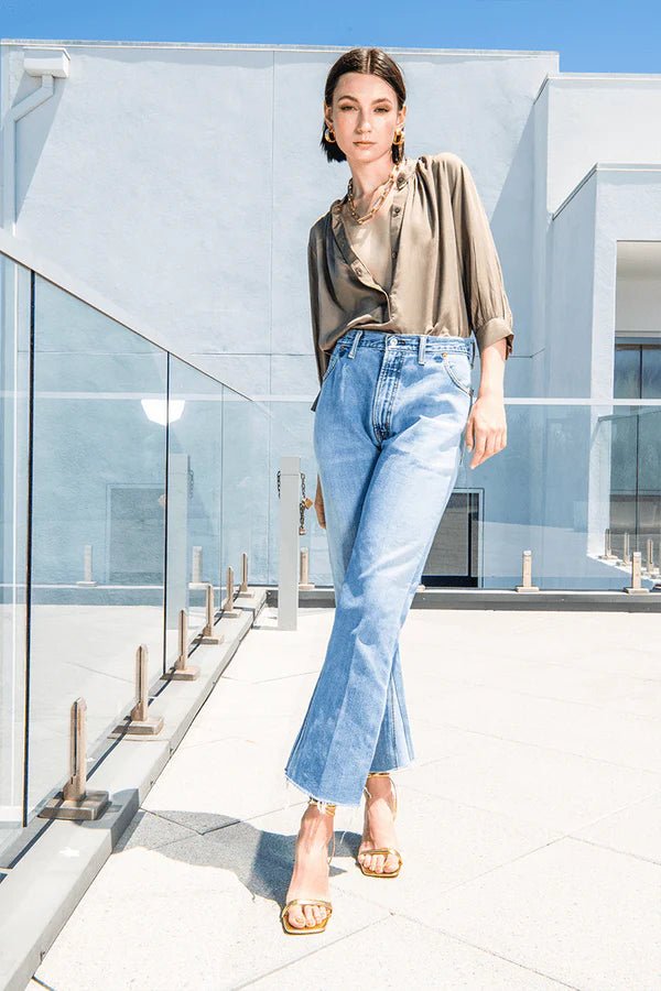 Celia Blouse in Khaki - Veneka-Sustainable-Ethical-Tops-Neu Nomads Drop Ship