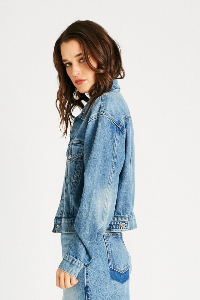 Chelsey Trucker Jacket in San Felipe - Veneka-Sustainable-Ethical-Jackets-Etica Denim Drop Ship