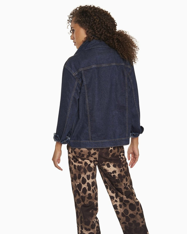 Chloe Oversized Jacket in Dark Wash - Veneka-Sustainable-Ethical-Jackets-YesAnd Drop Ship