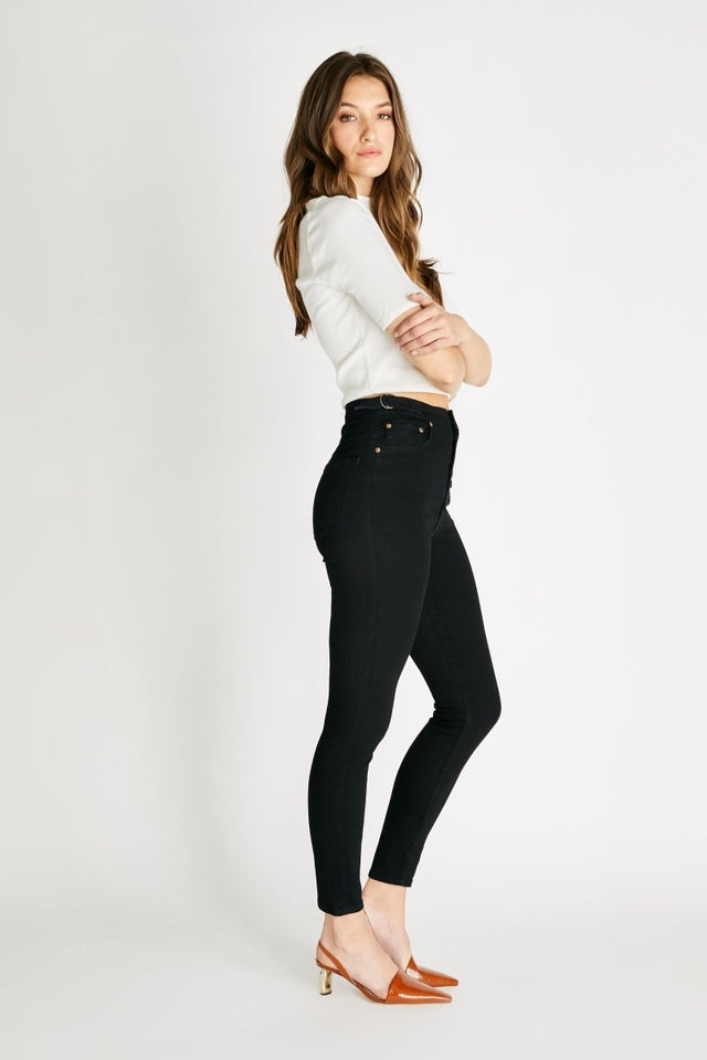 Cindy High Rise Skinny in Black - Veneka-Sustainable-Ethical-Bottoms-Etica Denim Drop Ship