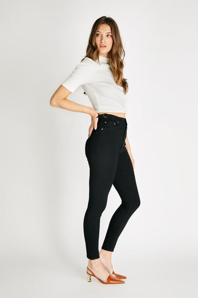 Cindy High Rise Skinny in Black - Veneka-Sustainable-Ethical-Bottoms-Etica Denim Drop Ship