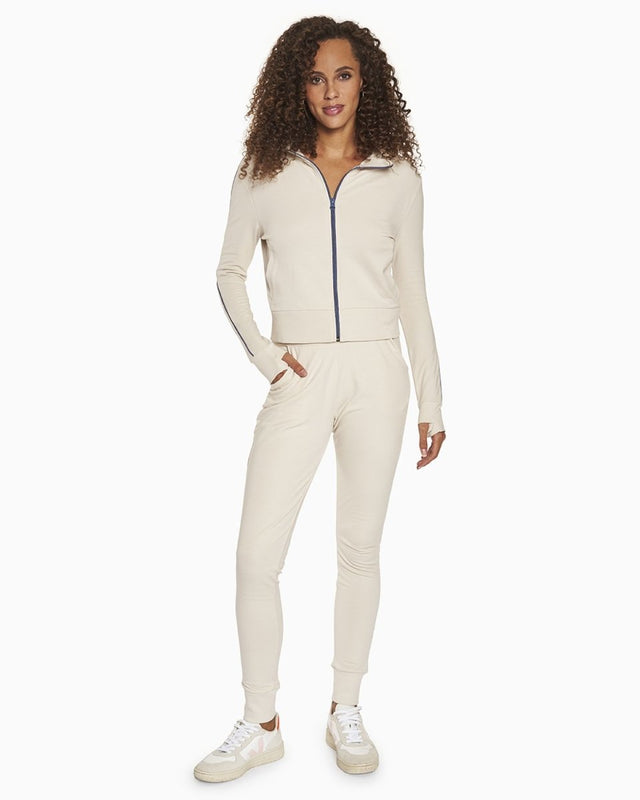 Clara Track Jacket in Moonbeam - Veneka-Sustainable-Ethical-Jackets-YesAnd Drop Ship
