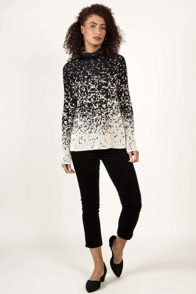 Confetti Funnel Neck in Ivory Black - Veneka-Sustainable-Ethical-Tops-Indigenous Drop Ship