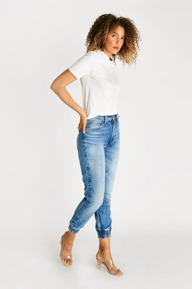 Cora Denim Jogger in Cottonwood Creek - Veneka-Sustainable-Ethical-Bottoms-Etica Denim Drop Ship