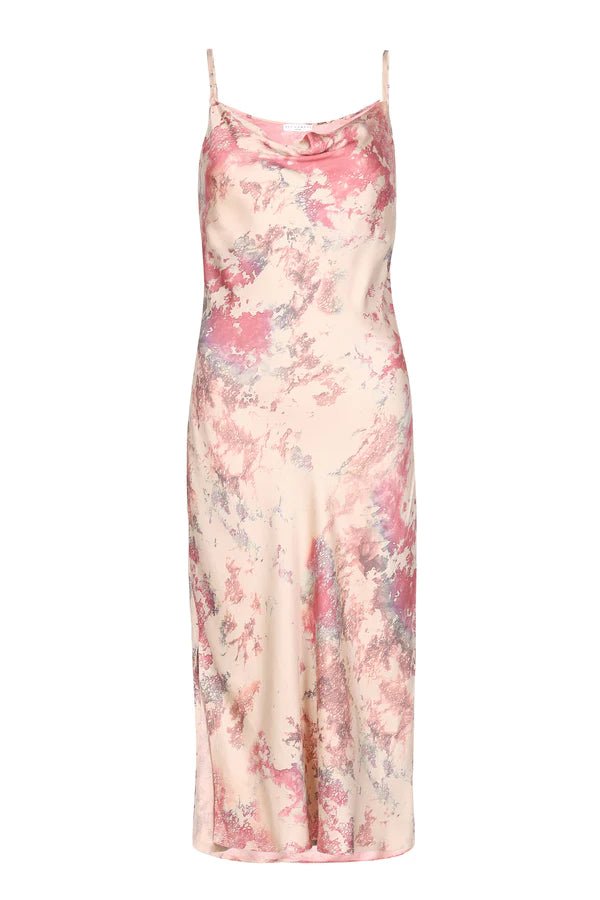 Cowl Neck Dress in Marble Print Malibu - Veneka-Sustainable-Ethical-Dresses-Neu Nomads Drop Ship