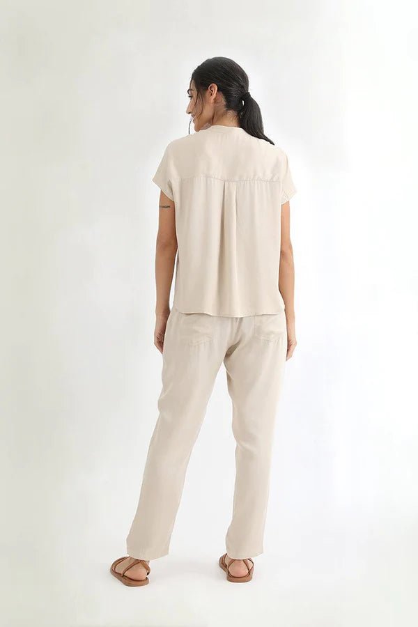 Cropped Peg Leg Pant in Champagne - Veneka-Sustainable-Ethical-Bottoms-Neu Nomads Drop Ship