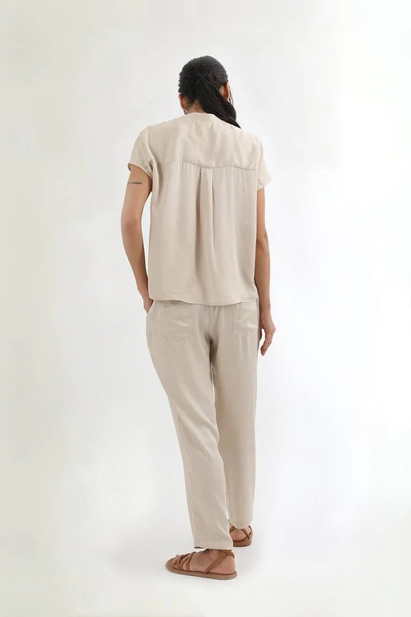 Cropped Peg Leg Pant in Champagne - Veneka-Sustainable-Ethical-Bottoms-Neu Nomads Drop Ship