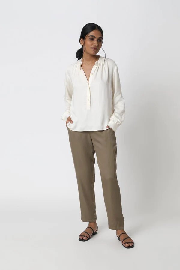 Cropped Peg Leg Pant in Khaki - Veneka-Sustainable-Ethical-Bottoms-Neu Nomads Drop Ship