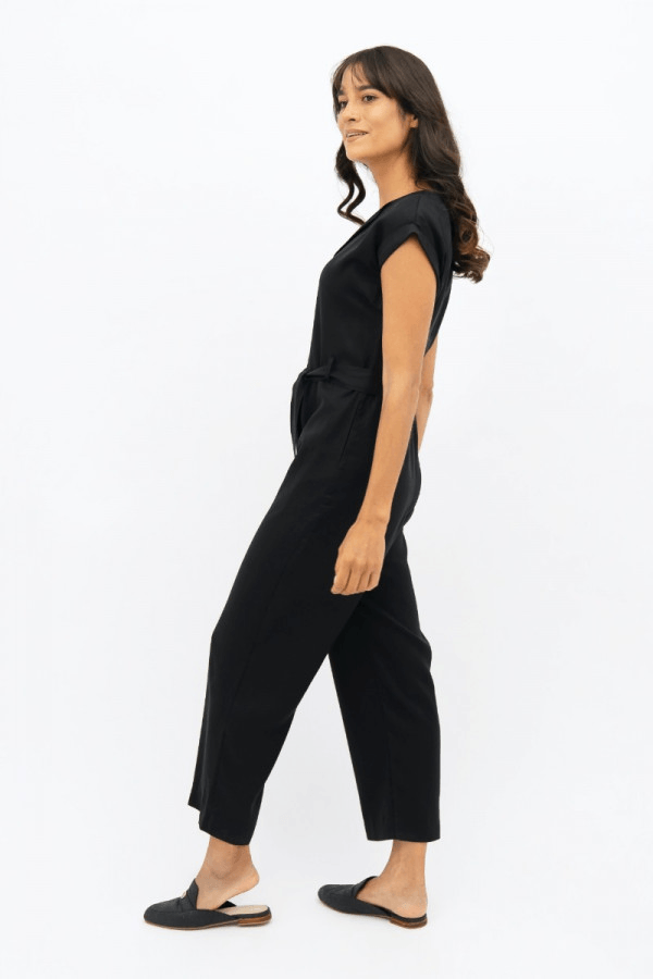 Dakar DSS Straight Leg Jumpsuit in Licorice - Veneka-Sustainable-Ethical-Dresses-1 People Drop Ship