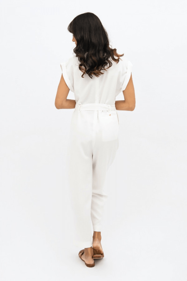 Dakar DSS Straight Leg Jumpsuit in Porcelain - Veneka-Sustainable-Ethical-Dresses-1 People Drop Ship