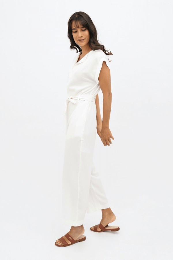 Dakar DSS Straight Leg Jumpsuit in Porcelain - Veneka-Sustainable-Ethical-Dresses-1 People Drop Ship