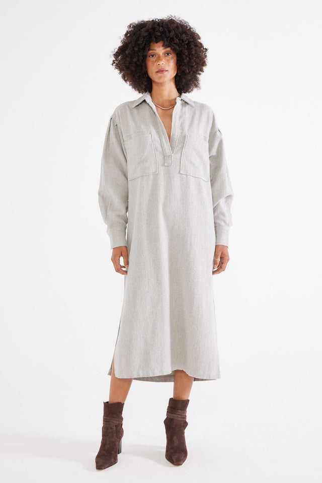Daria Shirt Dress - Heather Cotton - Veneka-Sustainable-Ethical-Dresses-Etica Denim Drop Ship