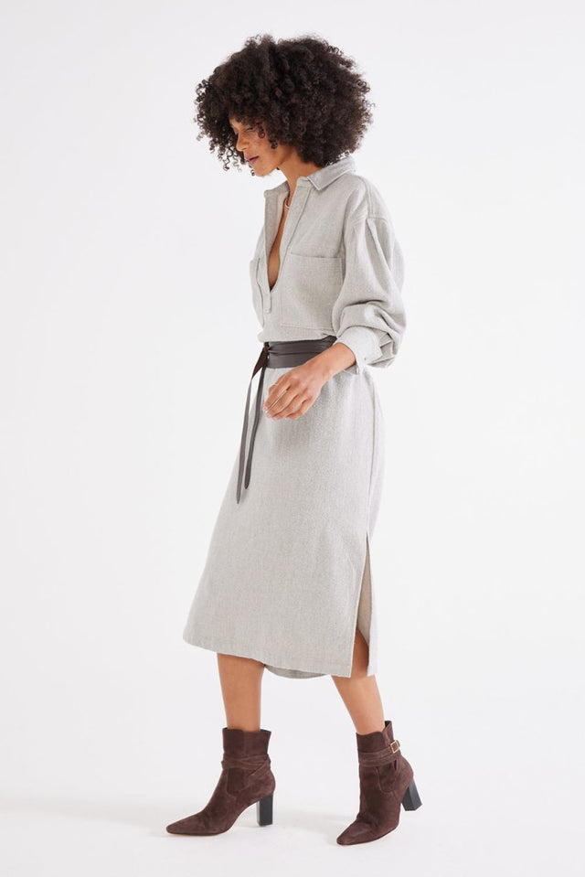 Daria Shirt Dress - Heather Cotton - Veneka-Sustainable-Ethical-Dresses-Etica Denim Drop Ship