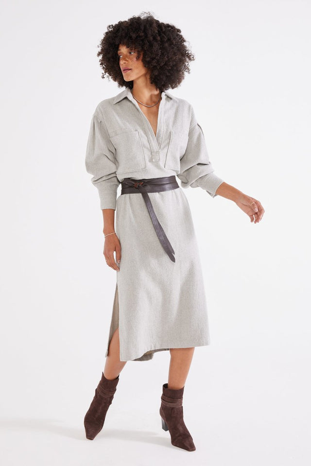 Daria Shirt Dress - Heather Cotton - Veneka-Sustainable-Ethical-Dresses-Etica Denim Drop Ship
