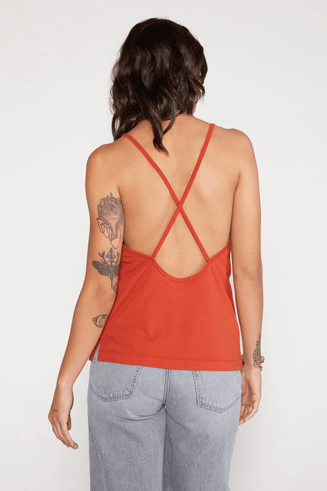 Dasha Cross Back Tank in Bossa Nova - Veneka-Sustainable-Ethical-Tops-Etica Denim Drop Ship