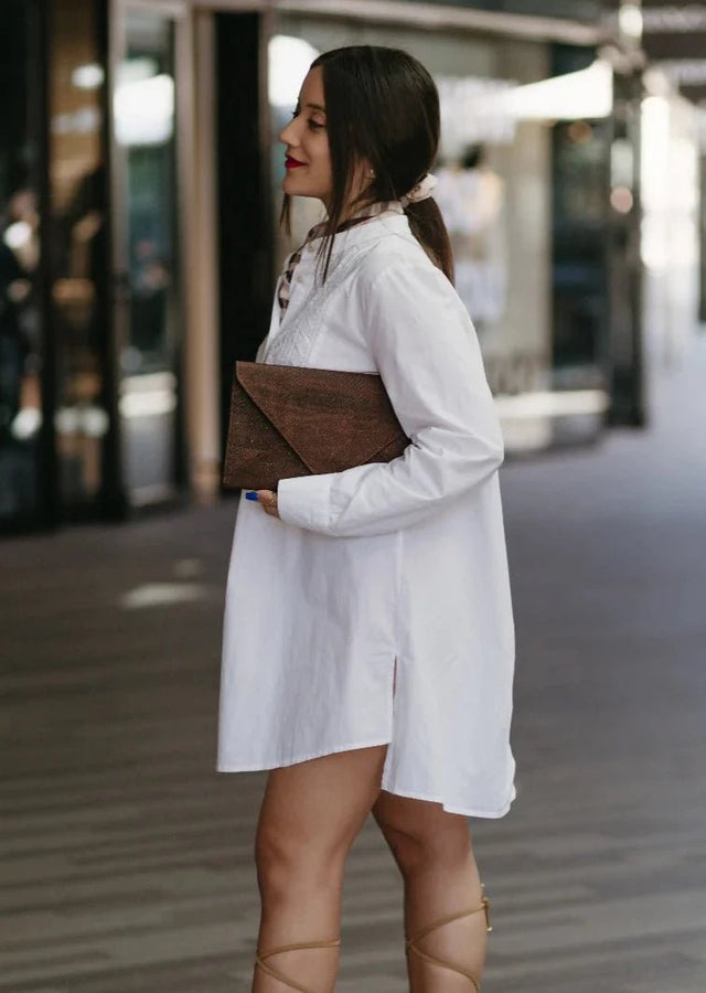 Date Night Clutch in Snake Brown - Veneka-Sustainable-Ethical-Bag-Tiradia Cork Drop Ship