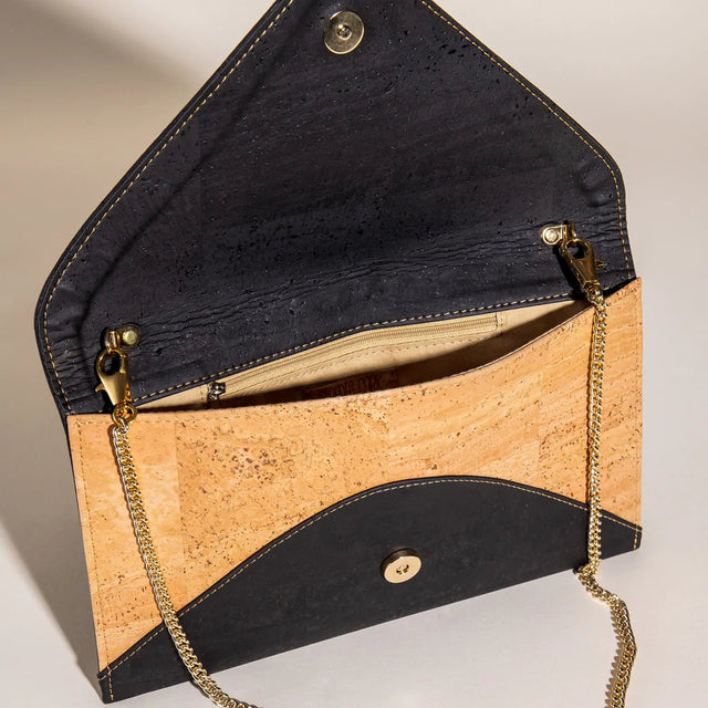 Date Night Clutch in Snake Brown - Veneka-Sustainable-Ethical-Bag-Tiradia Cork Drop Ship