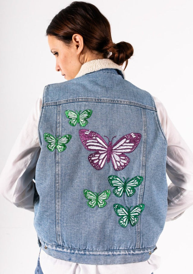 Denim Butterfly Vest "Prism Collection" - Veneka-Sustainable-Ethical-Jackets-Montie and Joie Drop Ship