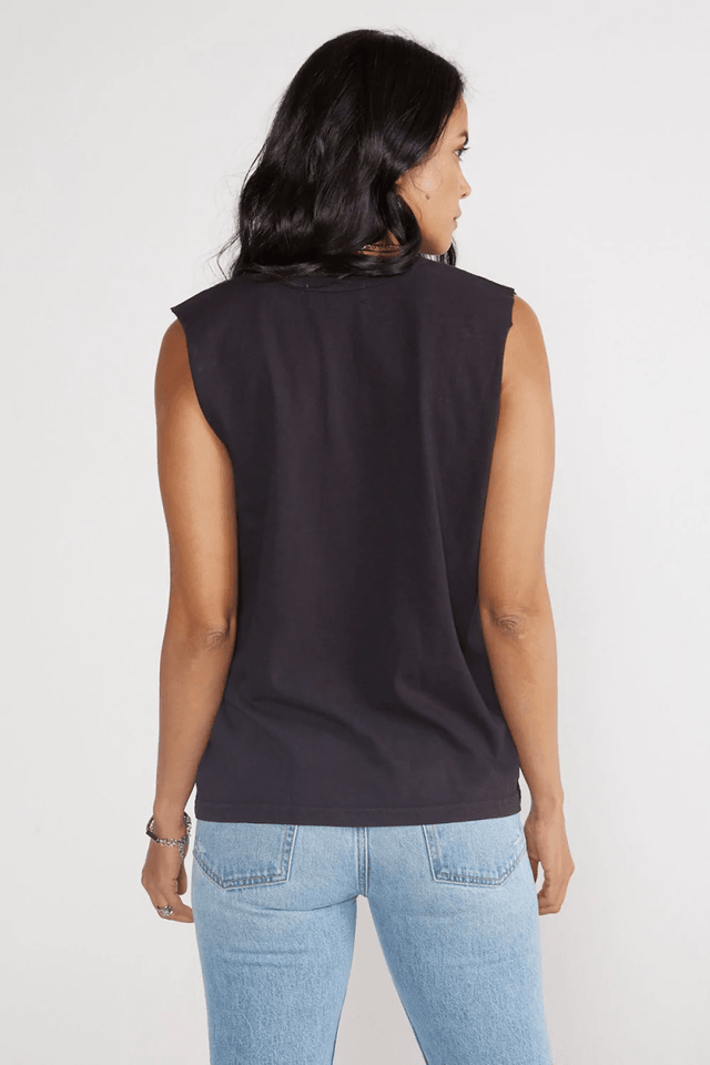 Devi Organic Cotton Split Top in Black Beauty - Veneka-Sustainable-Ethical-Tops-Etica Denim Drop Ship