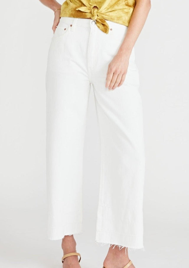 Devon High Rise Wide Leg Crop - Vintage White - Veneka-Sustainable-Ethical-Bottoms-Etica Denim Drop Ship