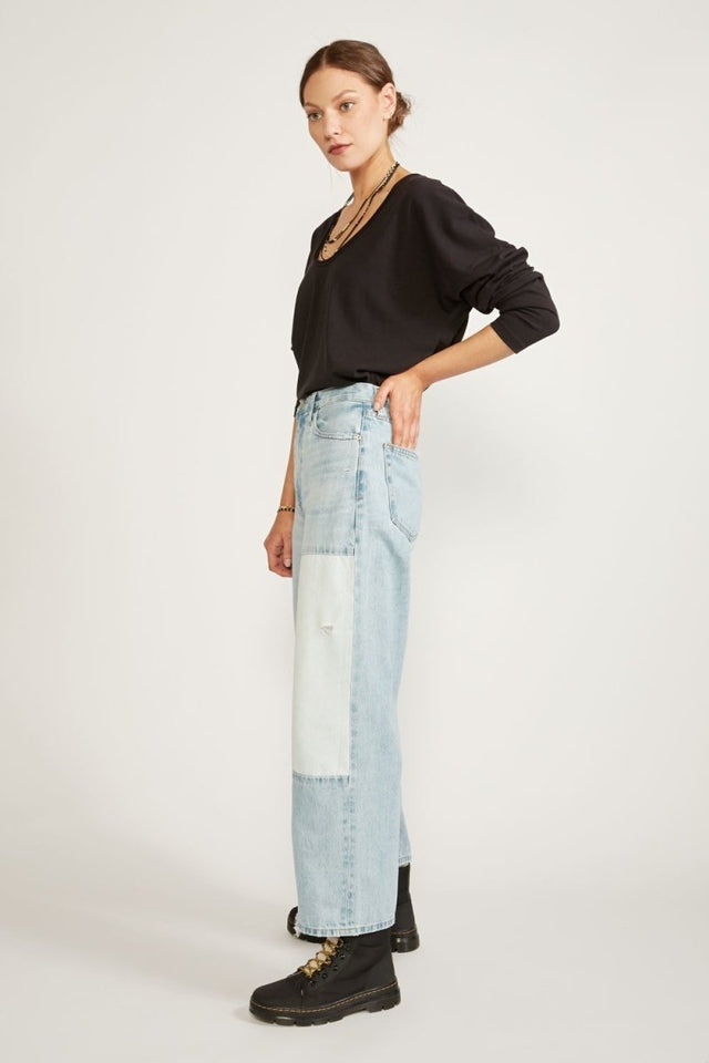 Devon Rework Wide Leg in South Shore - Veneka-Sustainable-Ethical-Bottoms-Etica Denim Drop Ship