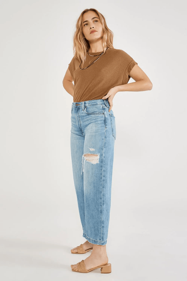 Devon Wide Leg Crop in Desert Breeze - Veneka-Sustainable-Ethical-Bottoms-Etica Denim Drop Ship