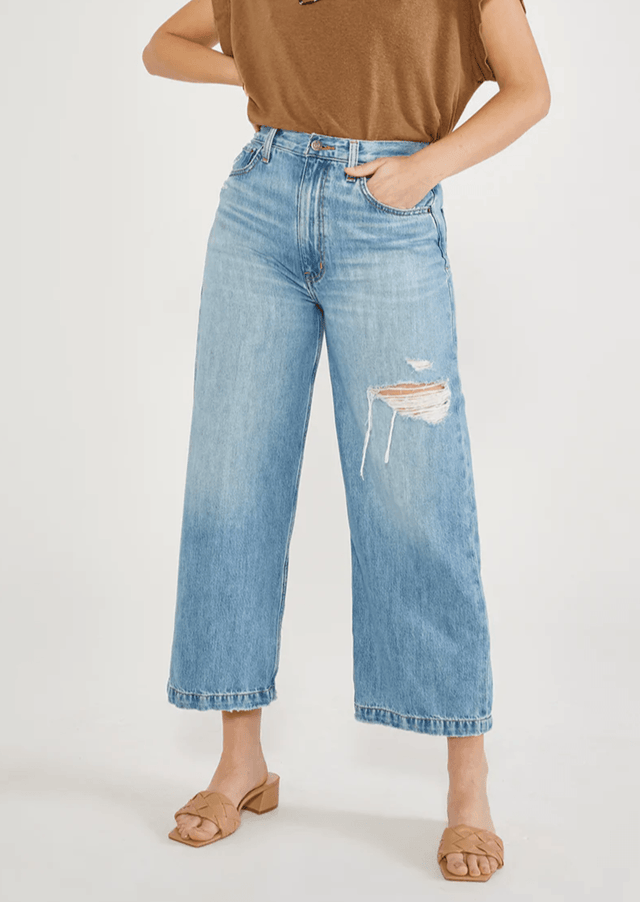 Devon Wide Leg Crop in Desert Breeze - Veneka-Sustainable-Ethical-Bottoms-Etica Denim Drop Ship
