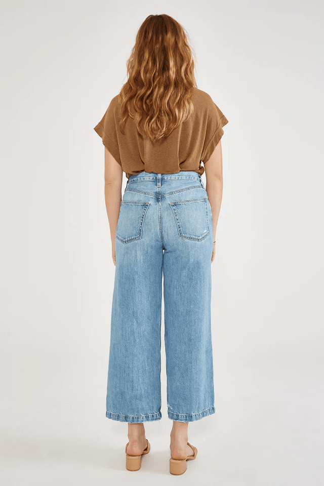 Devon Wide Leg Crop in Desert Breeze - Veneka-Sustainable-Ethical-Bottoms-Etica Denim Drop Ship