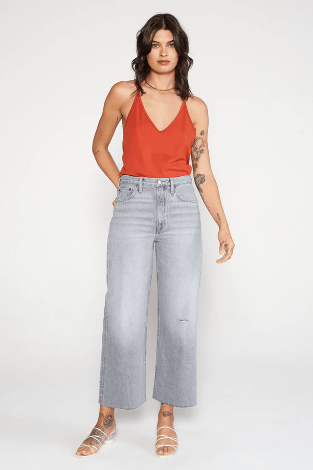 Devon Wide Leg Crop in Moonstone - Veneka-Sustainable-Ethical-Bottoms-Etica Denim Drop Ship