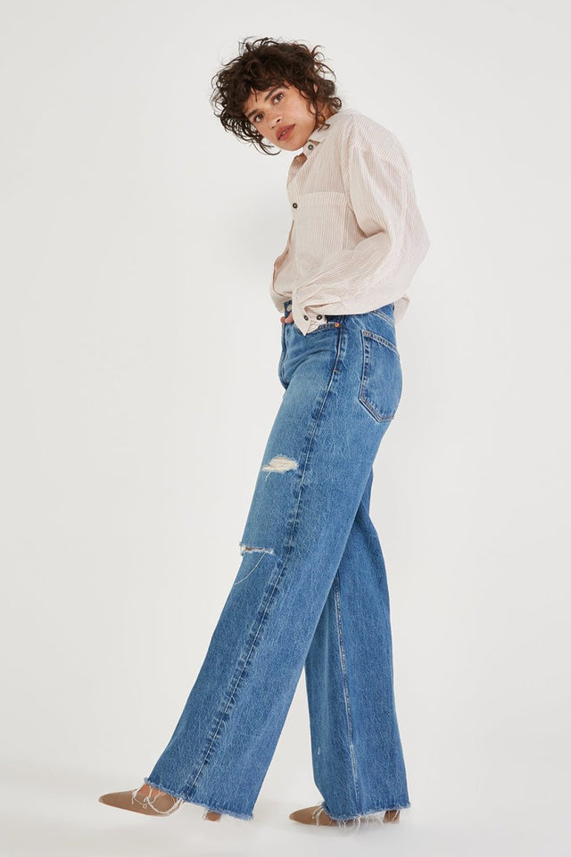 Devon Wide Leg in Everglades - Veneka-Sustainable-Ethical-Bottoms-Etica Denim Drop Ship