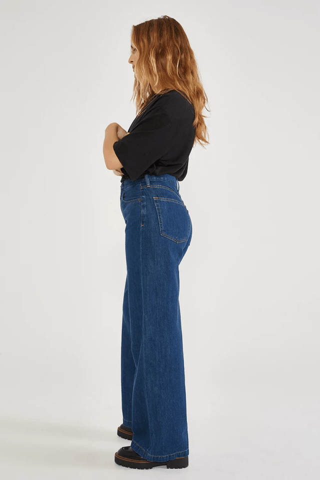 Devon Wide Leg in Shallows - Veneka-Sustainable-Ethical-Bottoms-Etica Denim Drop Ship