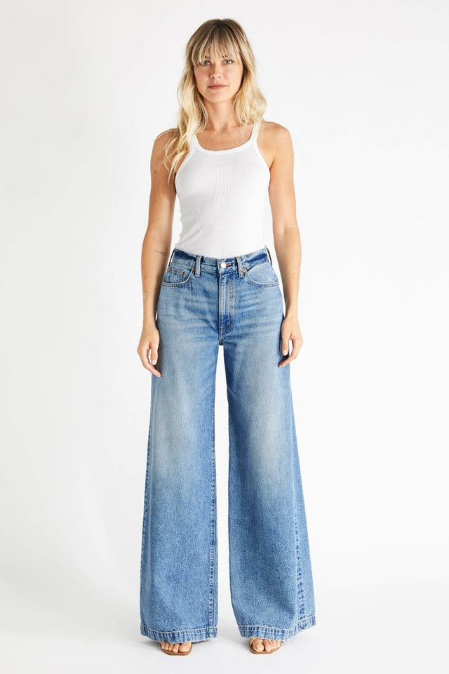 Devon Wide Leg in Titanic Blue - Veneka-Sustainable-Ethical-Bottoms-Etica Denim Drop Ship