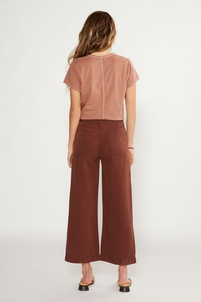 Devon Wide Leg Pant in Dark Russet - Veneka-Sustainable-Ethical-Bottoms-Etica Denim Drop Ship