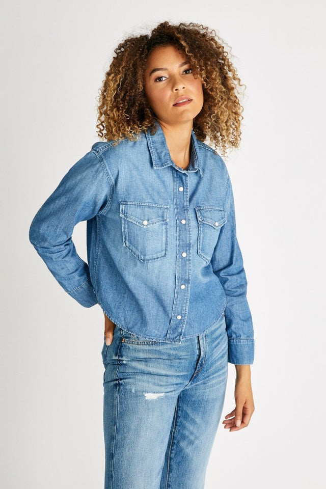 Diana Chambray Shirt in Little Rock Creek - Veneka-Sustainable-Ethical-Tops-Etica Denim Drop Ship
