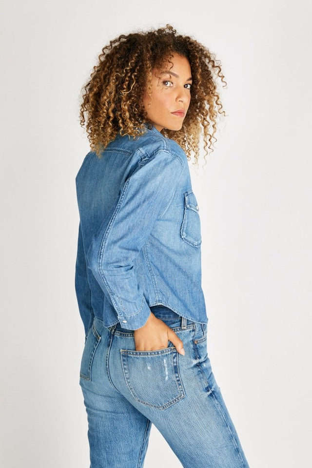Diana Chambray Shirt in Little Rock Creek - Veneka-Sustainable-Ethical-Tops-Etica Denim Drop Ship