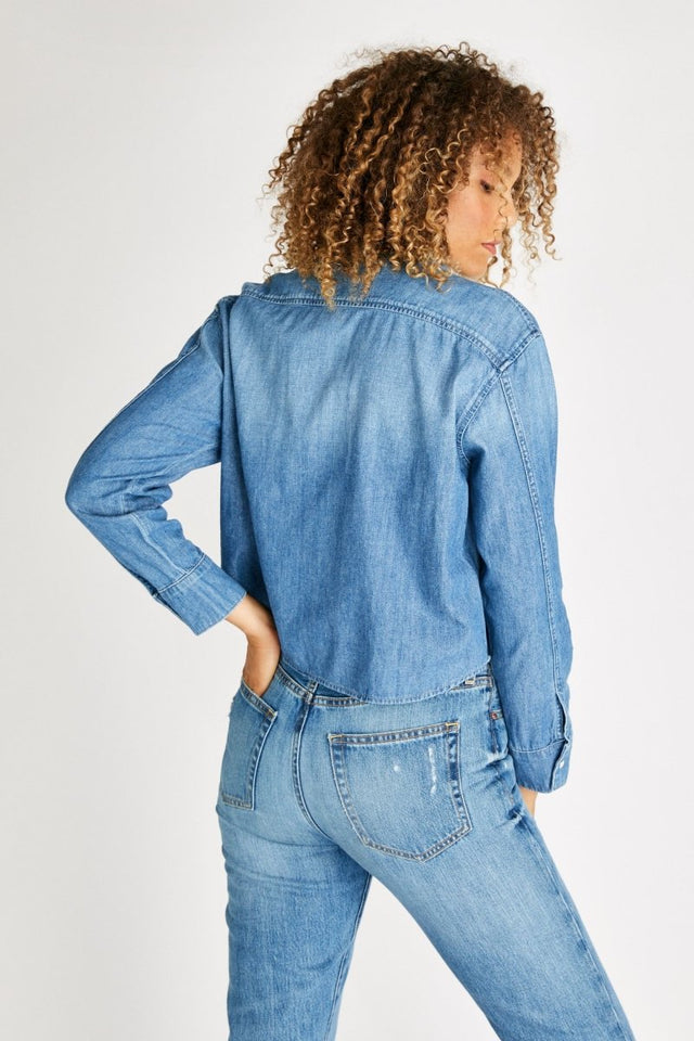 Diana Chambray Shirt in Little Rock Creek - Veneka-Sustainable-Ethical-Tops-Etica Denim Drop Ship