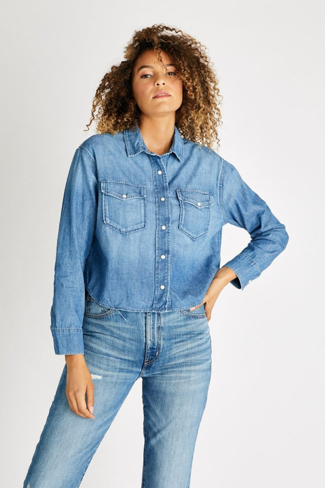 Diana Chambray Shirt in Little Rock Creek - Veneka-Sustainable-Ethical-Tops-Etica Denim Drop Ship