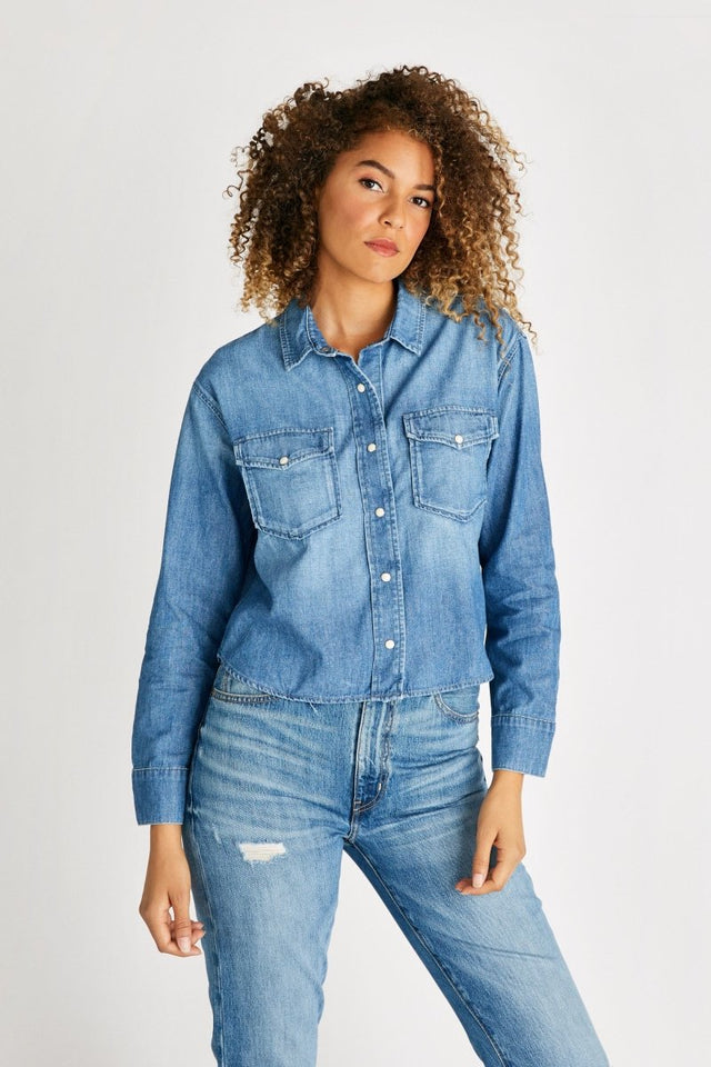 Diana Chambray Shirt in Little Rock Creek - Veneka-Sustainable-Ethical-Tops-Etica Denim Drop Ship