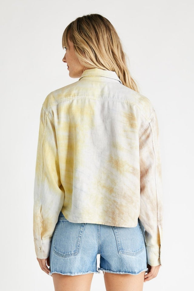 Diana Linen Long Sleeve Shirt in Botanical Tie Dye - Veneka-Sustainable-Ethical-Tops-Etica Denim Drop Ship