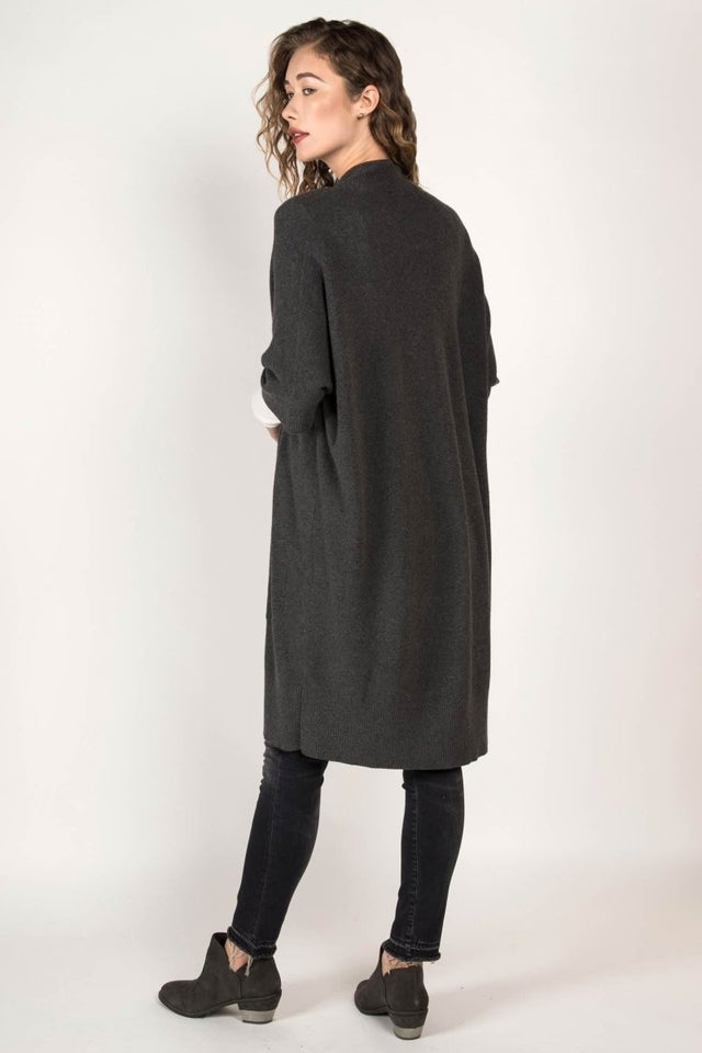 Dolman Cardigan in Charcoal - Veneka-Sustainable-Ethical-Jackets-Indigenous Drop Ship
