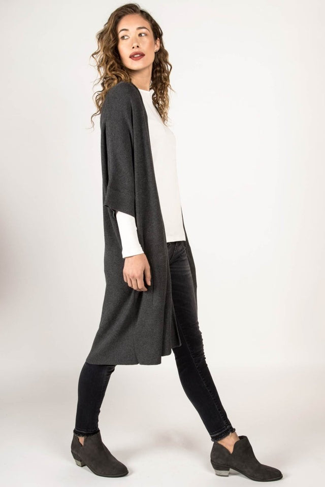 Dolman Cardigan in Charcoal - Veneka-Sustainable-Ethical-Jackets-Indigenous Drop Ship