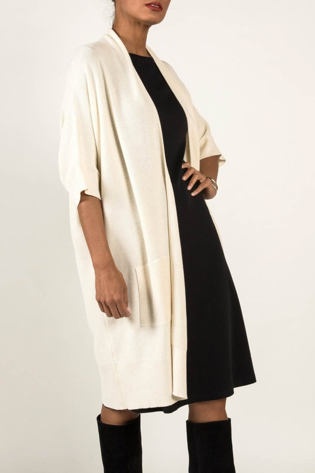 Dolman Cardigan in Ivory - Veneka-Sustainable-Ethical-Jackets-Indigenous Drop Ship